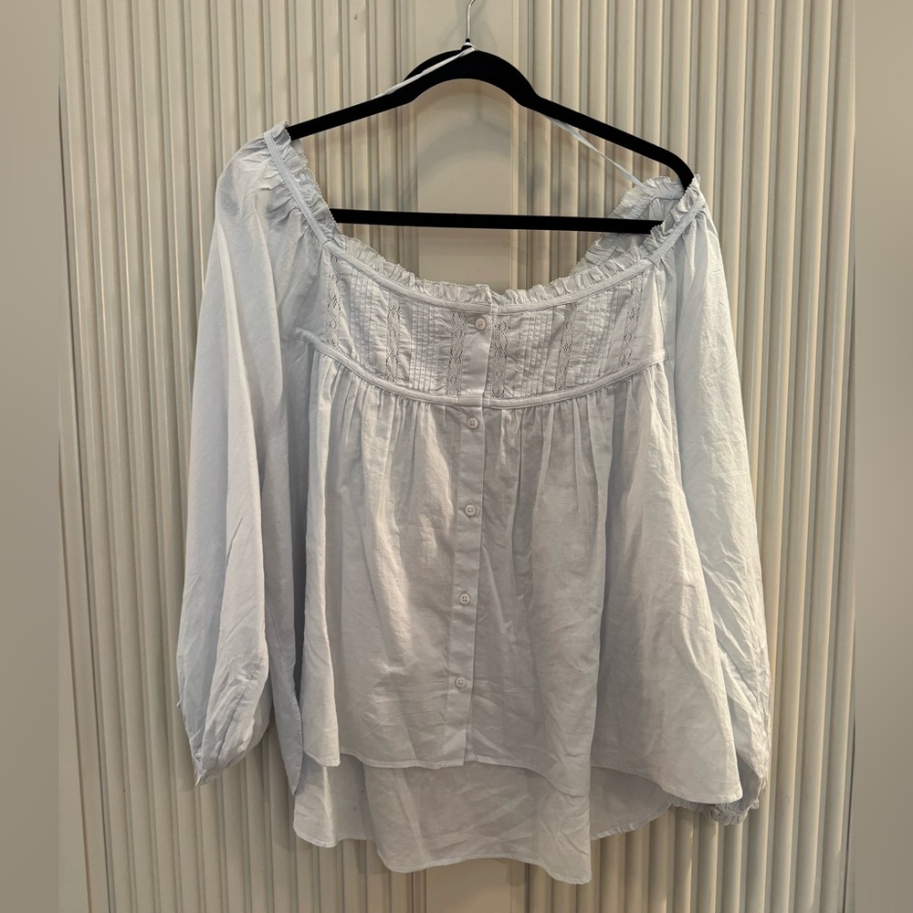 Treasure & Bond Light Blue Off-Shoulder Blouse